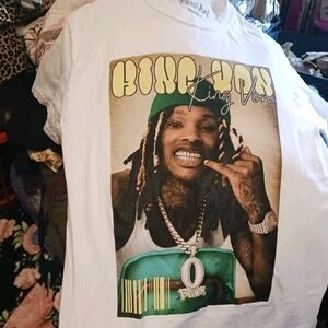 White Graphic T-Shirt with Hip Hop Design Mens King Von Graphic T-Shirt Size Sma